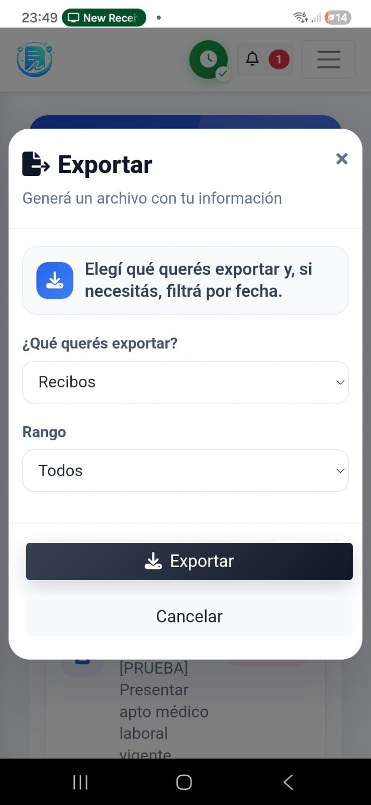 Exportar información